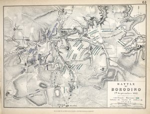 ウィリアムブラックウッドアンドサンズ発行のボロジノの戦いの地図、エディンバラとロンドン、1848年（手描きの彫刻）